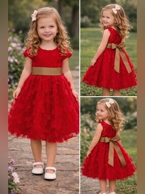 Joe & Ella Red Dress 4T | Classic Party Holiday Dress Girls